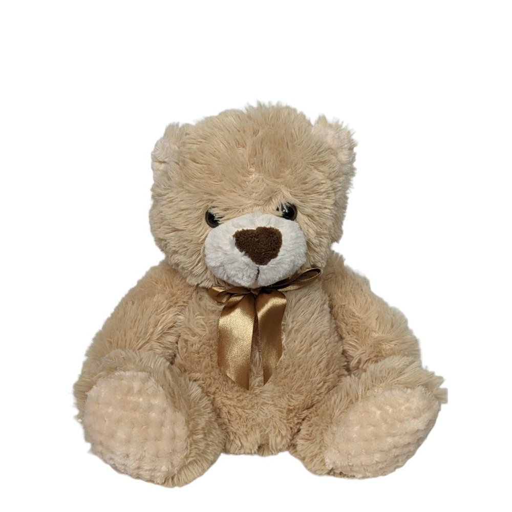 Best Made Toys Tan Teddy Bear Plush 11.5 Inch Gold Bow